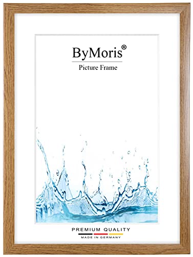 ByMoris Bilderrahmen nach Maß 34 x 48 cm in Eiche Rustikal mit Antireflex-Acrylglas, Poster Puzzle Portrait Foto Holz Rahmen von ByMoris