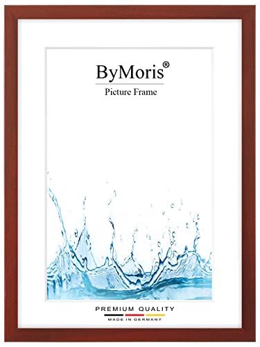 ByMoris Bilderrahmen nach Maß 15 x 35 cm in Rot gewischt mit Antireflex-Acrylglas, Poster Puzzle Portrait Foto Holz Rahmen von ByMoris