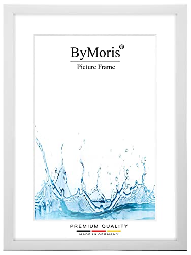 ByMoris Bilderrahmen nach Maß 60 x 85 cm in Kiefer Weiss mit Antireflex-Acrylglas, Poster Puzzle Portrait Foto Holz Rahmen von ByMoris