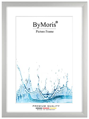 ByMoris Bilderrahmen nach Maß 84.1 x 118.9 cm DIN A0 in Silber Matt mit Antireflex-Acrylglas, Poster Puzzle Portrait Foto Holz Rahmen von ByMoris