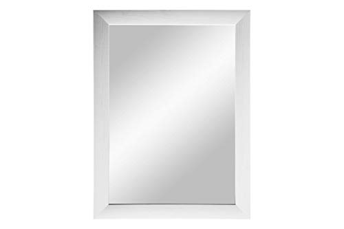 ByMoris Spiegelrahmen Fichte Weiß 40x60 cm Wandspiegel Deko-Spiegel mit MDF-Holz Rahmen Modern Vintage alle Größen individuell Maß gefertigt 100% Made in Germany von ByMoris