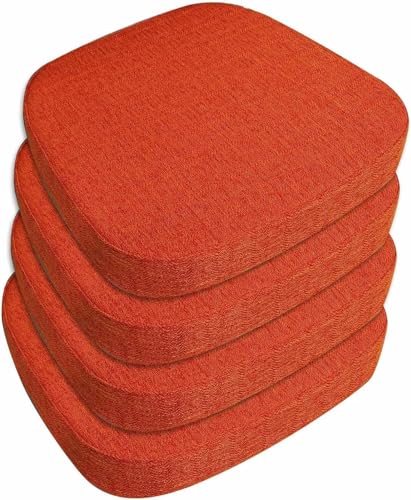 4er/2er/6er-Set Sitzpolster for Esszimmerstühle mit Bändern, Stuhlkissen, Memory Foam-Stuhlpolster for die Küche, Sitzkissen mit rutschfester Rückseite(#8,4pcs 43x42x5cm) von ByNGSDCC