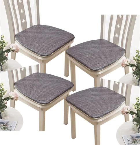 4er-Set Stuhlkissen mit Bändern for Esszimmerstühle, 45 x 41 x 28 cm, rutschfeste Stuhlauflage for Küche und Esszimmer, Sitzkissen mit maschinenwaschbarem Bezug(2#) von ByNGSDCC