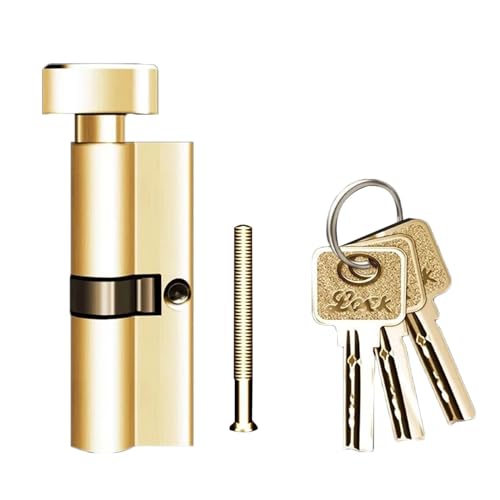 Europrofilschloss, 2 stücke Daumen Drehen Zylinder Barrel Türschlösser Pick Anti Messing Thumbturn Legierung Haushalt Zimmer Türschloss Core Typ Schloss(Gold 70x29mm) von ByNGSDCC