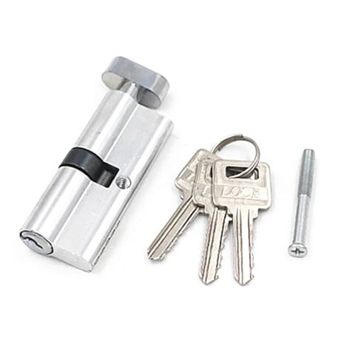 Europrofilschloss, 2 stücke Daumen Drehen Zylinder Barrel Türschlösser Pick Anti Messing Thumbturn Legierung Haushalt Zimmer Türschloss Core Typ Schloss(Silver 70x29mm) von ByNGSDCC