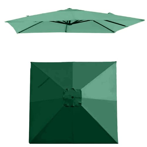 Sonnenschirm, 10' X 10' Quadratisches Schirmdach mit 8 Rippen, Ersatzstoff for die Oberseite des Terrassenschirms, UV-beständiger Ersatzstoff for den Poolmarkt-Sonnenschirm(Dark Green) von ByNGSDCC