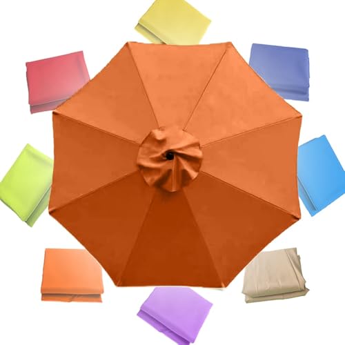 Sonnenschirm, 10ft Marktschirm-Ersatzdach 8 Rippen Outdoor-Terrassenschirm-Oberseite Polyestergewebe Anti-UV-Sonnenschirm-Ersatztuch(Orange,3 m/10ft) von ByNGSDCC