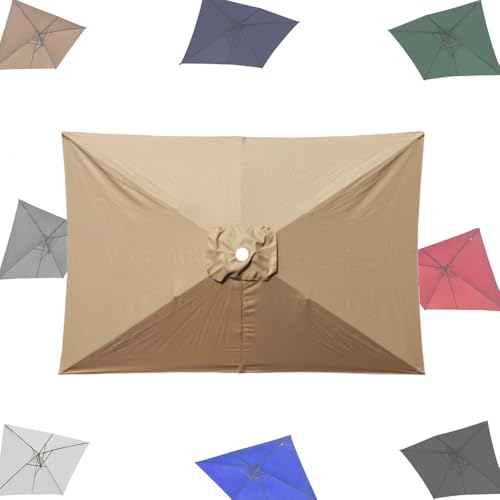 Sonnenschirm, 6,5 x 10 Fuß rechteckiger Schirmüberdachung mit 6 Rippen, Ersatzstoff for Marktschirmoberseite, UV-beständiger Ersatzstoff for Pool-Sonnenschirmabdeckung for Terrasse und Garten(Khaki) Sonnenschirm, 6,5 x 10 Fuß rechteckiger Schirmüberdachung mit 6 Rippen, Ersatzstoff for Marktschirmoberseite, UV-beständiger Ersatzstoff for Pool-Sonnenschirmabdeckung for Terrasse und Garten(Khaki) von ByNGSDCC
