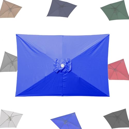 Sonnenschirm, 6,5 x 10 Fuß rechteckiger Schirmüberdachung mit 6 Rippen, Ersatzstoff for Marktschirmoberseite, UV-beständiger Ersatzstoff for Pool-Sonnenschirmabdeckung for Terrasse und Garten(Blue) von ByNGSDCC