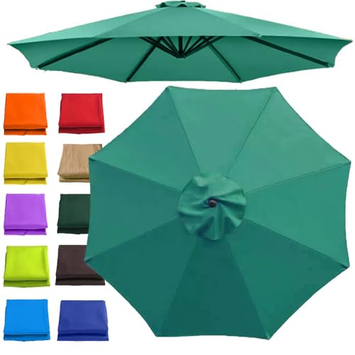 Sonnenschirm, 8' 9' 10' Terrassenschirm-Ersatztuch, 8-Rippen-Schirmdach, UV-beständiger Markt-Sonnenschirm-Ersatzbezug for den Außenbereich(Dark Green,2.3m/7.5ft) von ByNGSDCC