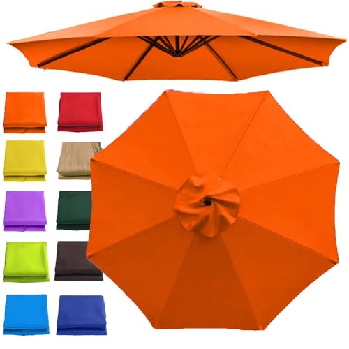Sonnenschirm, 8' 9' 10' Terrassenschirm-Ersatztuch, 8-Rippen-Schirmdach, UV-beständiger Markt-Sonnenschirm-Ersatzbezug for den Außenbereich(Orange,2.5m(8.2ft)) von ByNGSDCC