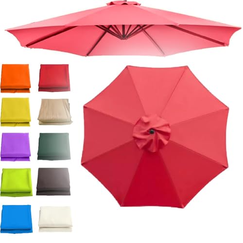 Sonnenschirm, 8' 9' 10' Terrassenschirm-Ersatztuch, 8-Rippen-Schirmdach, UV-beständiger Markt-Sonnenschirm-Ersatzbezug for den Außenbereich(Red,2m(6.5ft)) von ByNGSDCC