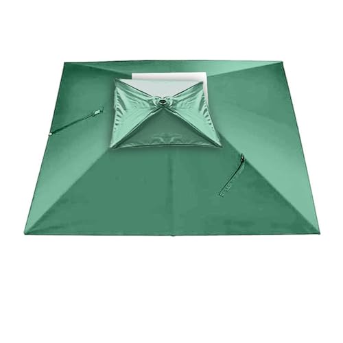 Sonnenschirm, 8 Rippen Quadratischer Schirmdach 10'x10' Freischwinger Terrassenschirm Ersatzbezug Anti-UV Yard Market Sonnenschirmtuch Ersatzstoff Doppelspitze(Green,3x3 m (10'x10') Double top) von ByNGSDCC