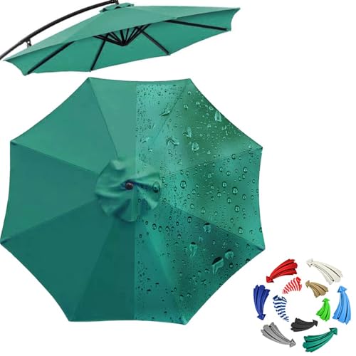 Sonnenschirm, Anti-UV-Gartenschirmdach, 8-Rippen-Ersatztuch for Sonnenschirme im Freien, wasserdichte Ersatzabdeckung for das Schirmoberteil for den Terrassenhofstrand(Dark green,2.7m(9ft)) von ByNGSDCC