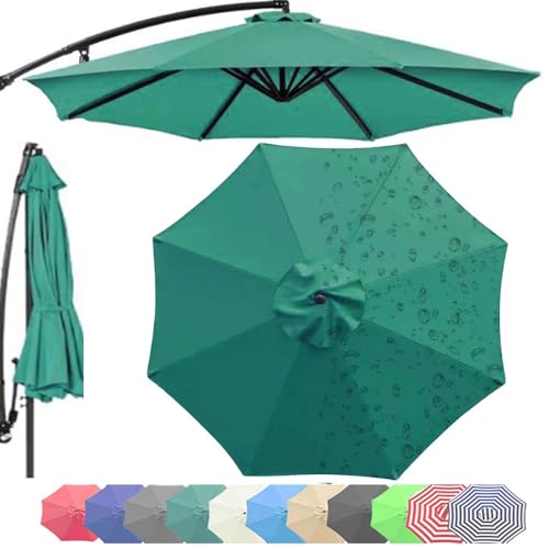 Sonnenschirm, Ersatzbezug for Terrassenschirmdach, lichtbeständige 8-Rippen-Strandschirmabdeckung, UV-beständige Ersatzabdeckung for Markttisch-Sonnenschirm im Freien(Dark Green,3m/10ft (8 Ribs)) von ByNGSDCC