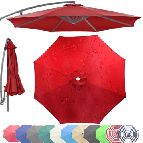 Sonnenschirm, Ersatzbezug for Terrassenschirmdach, lichtbeständige 8-Rippen-Strandschirmabdeckung, UV-beständige Ersatzabdeckung for Markttisch-Sonnenschirm im Freien(Red,2.7m/9ft (8Ribs)) von ByNGSDCC