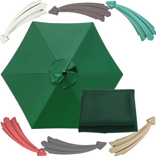 Sonnenschirm, Ersatzdach for Gartenschirme, 2 m/2,7 m/3 m UV-beständiger Ersatzbezug for Marktschirme, 6-Speichen-Universal-Ersatztuch(Dark Green,2.7m(9ft)) von ByNGSDCC