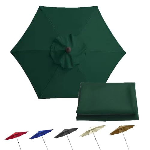 Sonnenschirm, Ersatzdach for Terrassenschirm mit 6 Rippen, UV-beständige Ersatzabdeckung for Terrassenschirm, wasserdichtes Ersatztuch for Tischschirme im Freien(Dark Green,300cm(10ft)) von ByNGSDCC