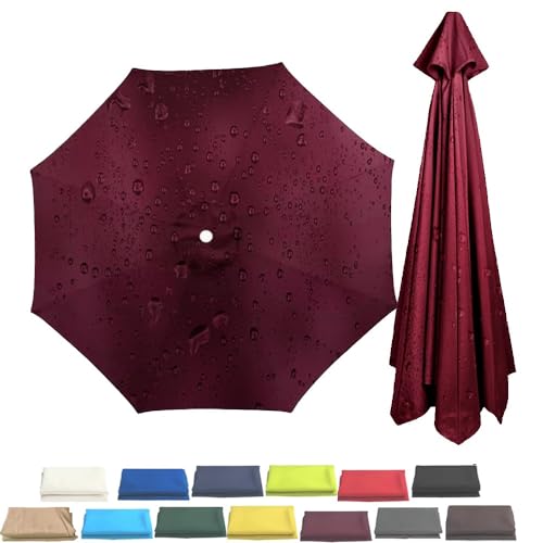 Sonnenschirm, Ersatzdach for Tischschirme im Freien, 8 Rippen, 9 Fuß/10 Fuß, Ersatzbezug for Marktschirme, Ersatztuch for Gartenschirme(Wine-red,3-m(10ft)) von ByNGSDCC