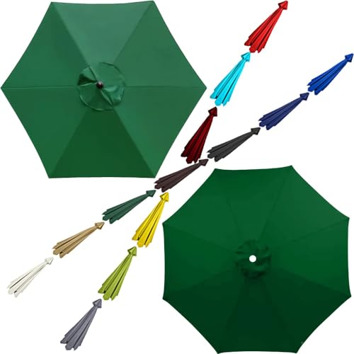 Sonnenschirm, Ersatzstoff for Tischschirme im Freien, 6-Rippen/8-Rippen-Marktschirmdach, UV-beständiger Ersatzbezug for Strandsonnenschirme, farbecht(Dark Green,8 Ribs-2.7m/9ft) von ByNGSDCC