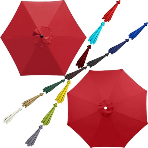 Sonnenschirm, Ersatzstoff for Tischschirme im Freien, 6-Rippen/8-Rippen-Marktschirmdach, UV-beständiger Ersatzbezug for Strandsonnenschirme, farbecht(Red,8 Ribs-2.7m/9ft) von ByNGSDCC