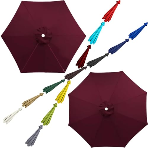 Sonnenschirm, Ersatzstoff for Tischschirme im Freien, 6-Rippen/8-Rippen-Marktschirmdach, UV-beständiger Ersatzbezug for Strandsonnenschirme, farbecht(Wine Red,6 Ribs-2m(6.5ft)) von ByNGSDCC
