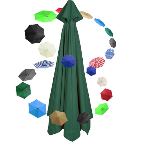 Sonnenschirm, Ersatztuch for Marktschirmoberteil, 6 Rippen/8 Rippen Nti-UV-Schirmdach, Ersatzabdeckung for Gartenschirme, wasserdicht, 2 m/2,7 m/3 m(Dark Green,6 Ribs-2.7m/9ft) von ByNGSDCC