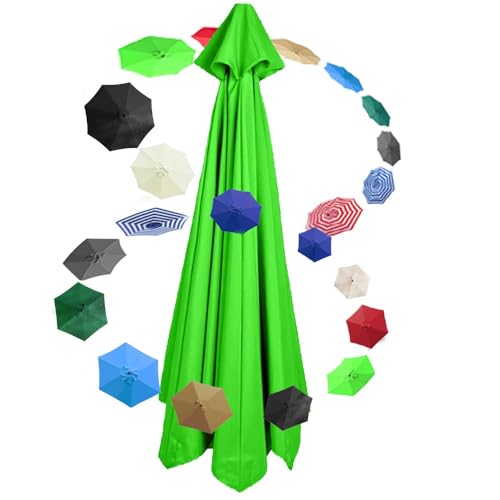 Sonnenschirm, Ersatztuch for Marktschirmoberteil, 6 Rippen/8 Rippen Nti-UV-Schirmdach, Ersatzabdeckung for Gartenschirme, wasserdicht, 2 m/2,7 m/3 m(Green,6 Ribs-2m(6.5ft)) von ByNGSDCC