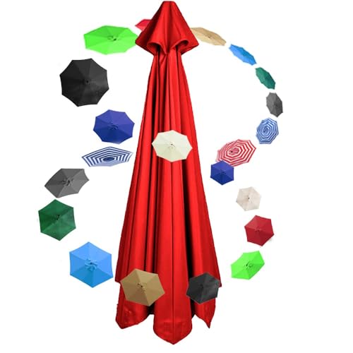Sonnenschirm, Ersatztuch for Marktschirmoberteil, 6 Rippen/8 Rippen Nti-UV-Schirmdach, Ersatzabdeckung for Gartenschirme, wasserdicht, 2 m/2,7 m/3 m(Red,6 Ribs-2.7m/9ft) von ByNGSDCC