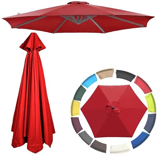 Sonnenschirm, Gartenschirm-Überdachung, 6-Rippen-UV-Schutz for Pool und Garten, 6,5 Fuß/9 Fuß/10 Fuß großer Sonnenschirm-Ersatzstoff for den Markt im Freien, wasserdicht(Red,2m(6.5ft)) von ByNGSDCC