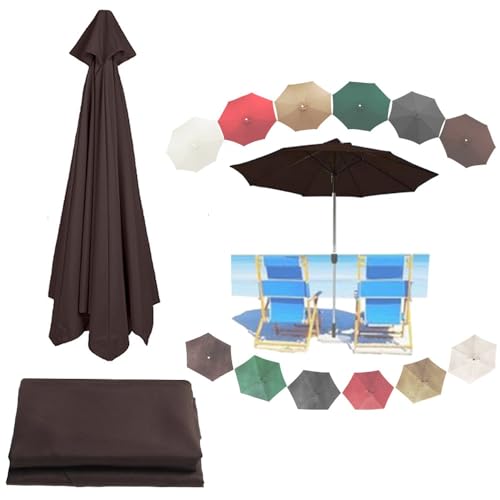 Sonnenschirm, Marktschirm-Oberabdeckung, 6-Rippen/8-Rippen-Ersatzdach for runden Sonnenschirm im Freien, UV-beständiges Ersatzschirmtuch for Pavillon, Hof, Pool, Strand(Coffee,8 Ribs-2.7m/9ft) von ByNGSDCC
