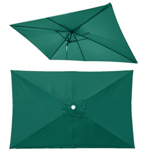 Sonnenschirm, Rechteckiger Schirmdach 10'x6,5' Terrassenschirm Ersatztuch 6 Rippen Anti-UV Marktschirm Top Ersatz Cove(Dark Green) von ByNGSDCC