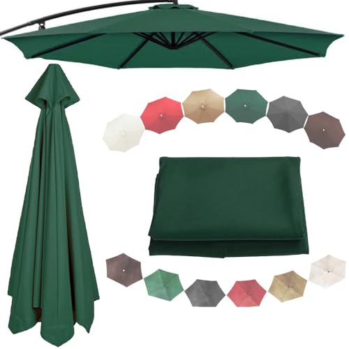 Sonnenschirm, Terrassenschirmoberteil, UV-Schutz-Ersatzbezug for Gartensonnenschirme, winddichtes Ersatztuch for Ampelschirme for 9 Fuß große Markttische im Freien(Dark Green,6 Ribs-2m(6.5ft)) von ByNGSDCC