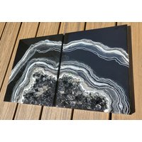 Schwarze Geode Kunstharz Wandkunst 11 "x 14" Jeweils von BySoniaBLeno