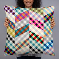 Chevron Plaid Patchwork Print Kissen von ByStudioB3