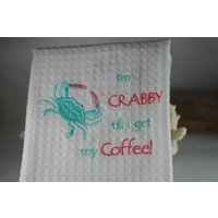 Ich Bin Mürrisch Gestickte Küche Handtuch - Crab Strand Dekor Ich Bin Mürrisch Gestickte Küche Handtuch - Crab Strand Dekor von ByTheSeashoreDecor