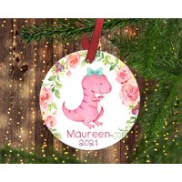 Mädchen Dinosaurier Weihnachten Ornament.pink Dinosaurier.personalisierte Weihnachtsdekor. Ornament von ByTracey