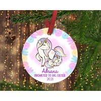 Fördert, Große Schwester Weihnachtsverzierung. Einhorn Ornament.promoted Zur Großen Schwester.personalisierte Weihnachtsschmuck von ByTracey