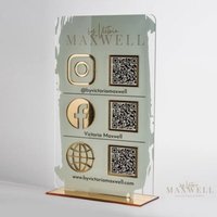 Dreifach Icon Und Qr Code "Distressed Look" Business Social Media Schild | Salon Zeichen Schönheit Qr-Code-Zeichen von ByVictoriaMaxwell