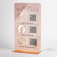 Dreifach Icon Und Qr Code Instagram Business Social Media Zeichen | Salon Schönheit Qr-Code Schild Marketing-Zeichen von ByVictoriaMaxwell