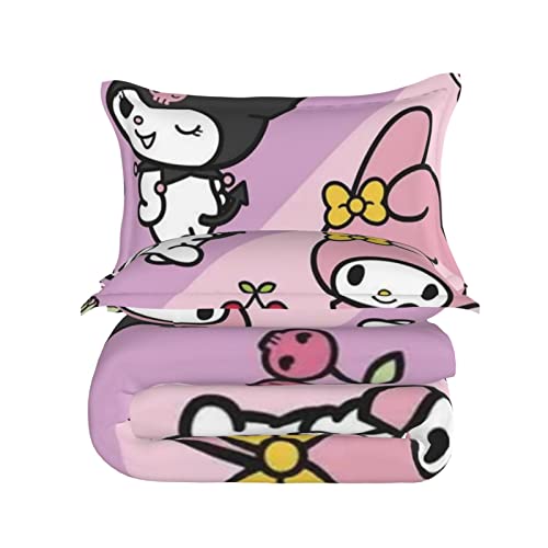 BybAgs Bedding Set 140x200 Anime Bettwäsche 140x200 Anime Kissen 80x80 Bed Sheets 140x200 Kawaii Bettwäsche 140x200 Rosa (8,140x200cm+50x75cmx2) von BybAgs