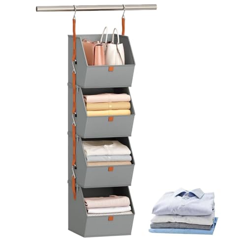 Byeaon Hanging Closet Organizer 4-Tier, platzsparendes Design, 10.24x12.2x47.24, Kleidung Hängende Regale, platzsparende Schranksystem, einfach zu versammeln, für die Schlafzimmerorganisation Byeaon Hanging Closet Organizer 4-Tier, platzsparendes Design, 10.24x12.2x47.24, Kleidung Hängende Regale, platzsparende Schranksystem, einfach zu versammeln, für die Schlafzimmerorganisation von Byeaon