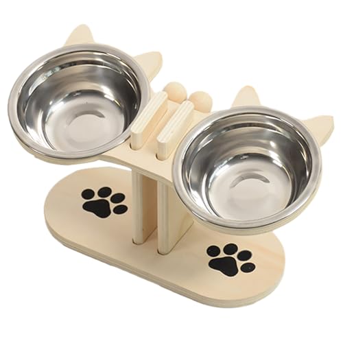 Byeaon Hundefutter- Und Wassernapf Set,Verstellbarer Hundefutternapf Ständer - Anti-Schling Napf Für Welpe Katze Mehrkatzenhaushalte Täglich Unterwegs von Byeaon