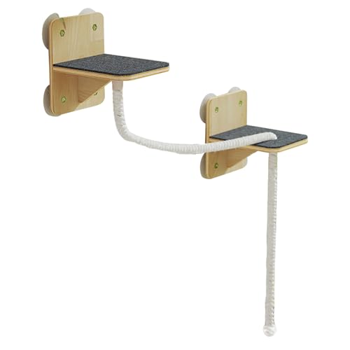 Byeaon Katzen Wandregale - Indoor Wandmontierter Kletterbaum Für Katzen | Natürliche Kratz- und Ruheflächen mit Treppen für Spiel und Entspannung im Haushalt an Fenstern Türen und Byeaon Katzen Wandregale - Indoor Wandmontierter Kletterbaum Für Katzen | Natürliche Kratz- und Ruheflächen mit Treppen für Spiel und Entspannung im Haushalt an Fenstern Türen und von Byeaon