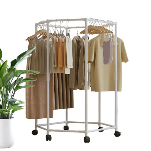 Byeaon Ständer zum Trocknen von Kleidung - Wäscheständer Trockengestell Sechseckform,Ordnung Und Aufbewahrung Für Handtücher Decken Mäntel Kleidung Balkon Schlafzimmer Wohnzimmer von Byeaon