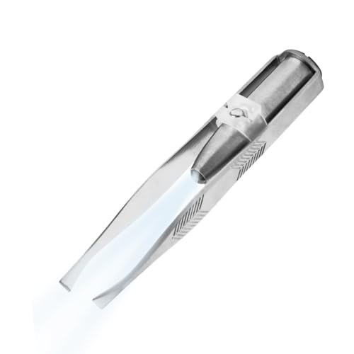 LED Light Eyebrow-Clip, einfacher und bequemer Griff, 8,5 cm, rostfreie Gesichtsbehälter aus Stahl, Pinzetten mit leichtem, Mehrzweck, für die Stirn, Gesichtsbehandlung von Byeaon