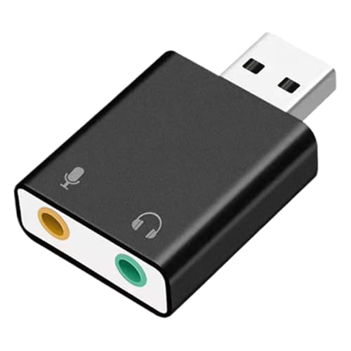 USB Sound Card Adapter, Plug and Play Sound Card, Laptop USB Audio Adapter, USB Audio Adapter, Laptops and Desktop Audio Jack, ‎Black, for Sound Card Accessories von Byeaon