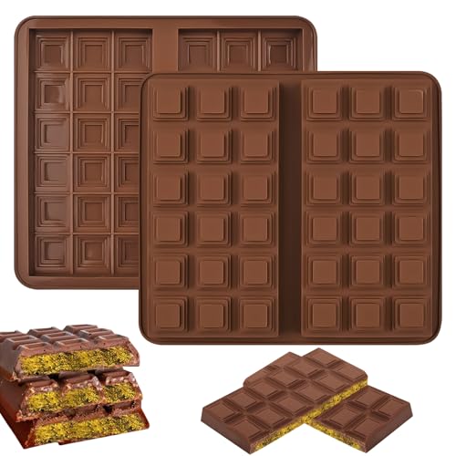 2 Stück Schokoladenform Silikon Tief,18 Mulden Silikon Schokoladenform Silikonform Schokolade,Schokoladenform Silikon Tief Silikon Schokoladenform Tafel Tief für DIY von Byffoer