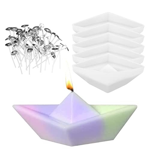 5 Stück Silikonform Boot, 3D Origami Boot Silikonform Kerzenformen Mit Kerzendocht, Seifenform Silikon Formen Backform Papierboot-Kerzenform DIY Silikon Gießform für Handwerk Kerzen 5 Stück Silikonform Boot, 3D Origami Boot Silikonform Kerzenformen Mit Kerzendocht, Seifenform Silikon Formen Backform Papierboot-Kerzenform DIY Silikon Gießform für Handwerk Kerzen von Byffoer