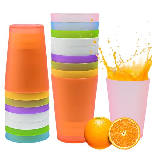 Byfoyif 18pcs Trinkbecher wiederverwendbar Plastik Kinderbecher 350ml Kunststoffbecher bunt bruchsicher Plastikbecher für Kinder Geburtstage Versammlungen Picknicks Küche Partys von Byfoyif